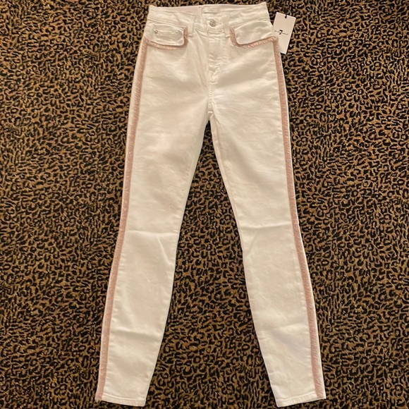 7 For All Mankind Denim - LAST CHANCE SALE!!! 7FAMK white high waist skinny ankle with accent fringe trim